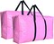 48 Gallon Extra Large Storage Bags Bins, Pink Jumbo Moving Storage Bags, Waterproof Foldable Big XL Duffle Bag for Travel, Christmas Tree Storage Bag, 38x23x11inch - 2PACK